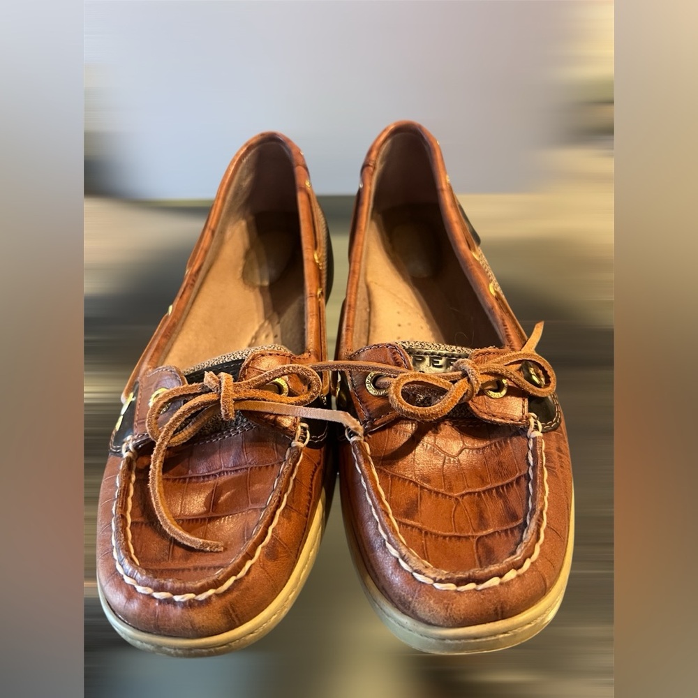 SPERRY Leather Loafers Topsider Women's Shoes Tan Low Top Nautical Size 7M